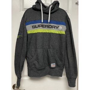 Superdry Sport Athletic Hoodie Sweatshirt Spell Out Patch Gray Men’s M